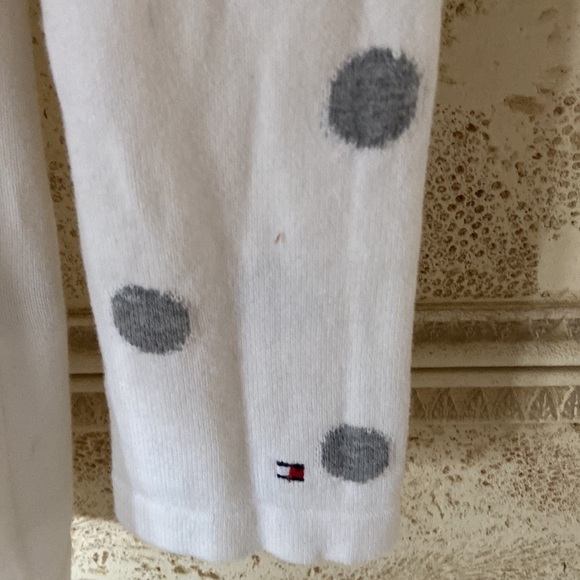 Tommy Hilfiger white V sweater with gray dots 100% cotton,size XL - Picture 5 of 6